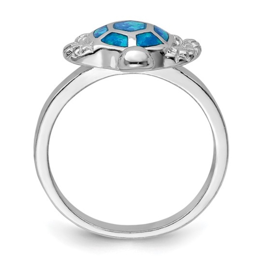 Blue Opal Turtle Ring Sterling Silver - image 2